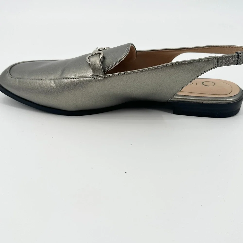 Journee Collection Lainey Pewter Silver Horsebit Slingback Loafer Flats 8.5